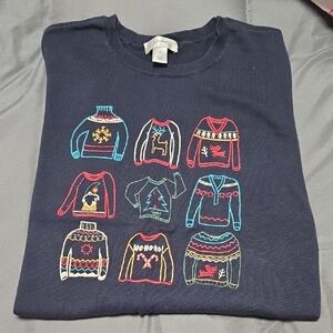 CJ Banks 2X Navy Long Sleeve Sweater with "Sweater Designs"
